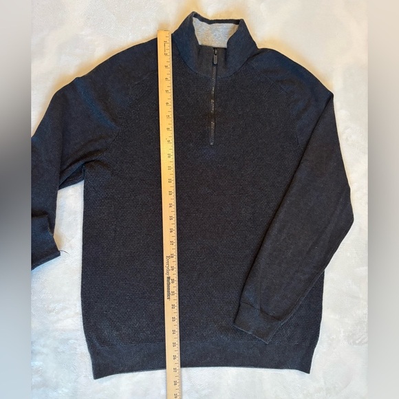 FLX Men's Sweater Black Quarter Zip-Up Turtleneck Pullover Dark Grey Size M - Picture 3 of 11